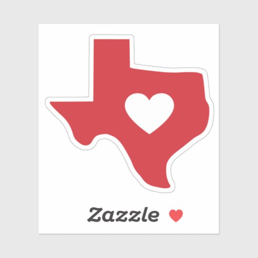Heart of Texas State  Die Cut Sticker (Vel)