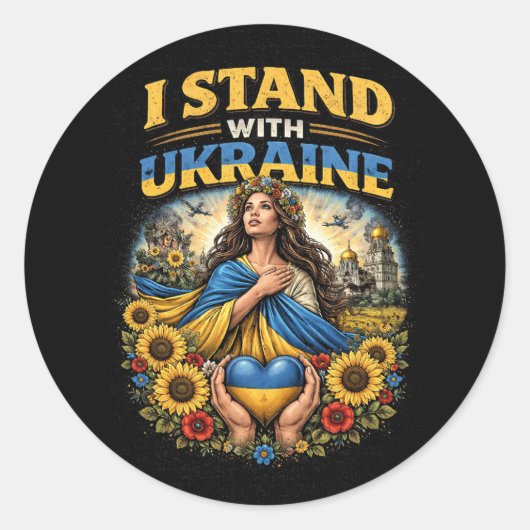 Heart of Ukraine Ronde Sticker (Voorkant)