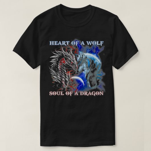 Heart Of Wolf Soul Of A Dragon Cool dragon wolf T-shirt (Design voorkant)