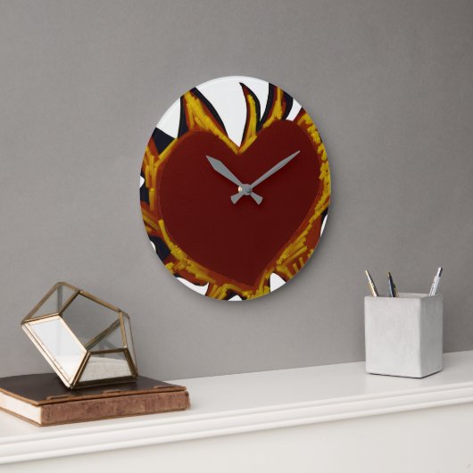 Heart on Fire Round Clock Grote Klok (Kantoor)