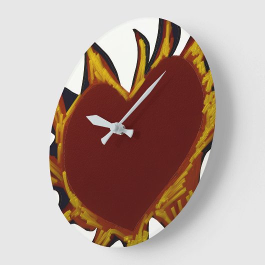Heart on Fire Round Clock Grote Klok (Hoek)
