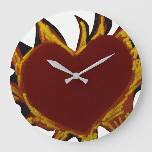 Heart on Fire Round Clock Grote Klok (Voorkant)