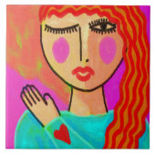 Heart on Her Sleeve Ceramic Tile Tegeltje (Voorkant)