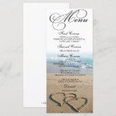 Heart On The Shore Beach Wedding Dinner Menu Kaart (Voorkant / Achterkant)