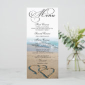 Heart On The Shore Beach Wedding Dinner Menu Kaart (Staand voorkant)