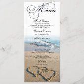 Heart On The Shore Beach Wedding Dinner Menu Kaart (Voorkant)
