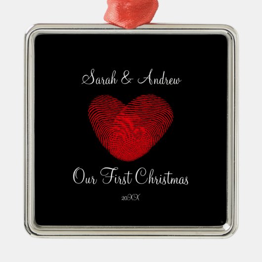 Heart onze eerste kerstversiering metalen ornament (Voorkant)