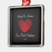Heart onze eerste kerstversiering metalen ornament (Links)