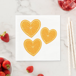 Heart Orange Party Napkin – Citrus Summer Decor Servet