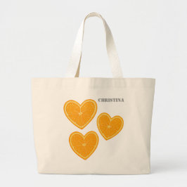 Heart Orange Tote Bag – Cute Reusable Farmers Bag