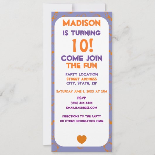 Heart Oranje Paarse vierkantjes Circles Stippen Bi Kaart (Voorkant)