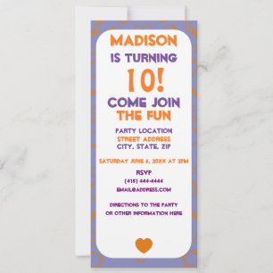 Heart Oranje Paarse vierkantjes Circles Stippen Bi Kaart