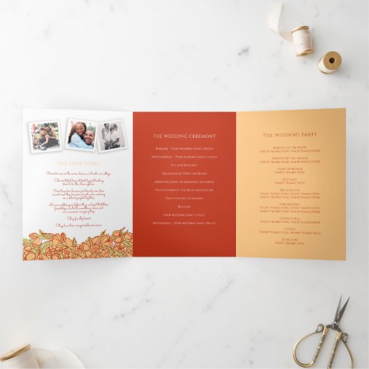 Heart oranje tulpen inkt verhaal toewijding bruilo drieluik programma (Binnen)