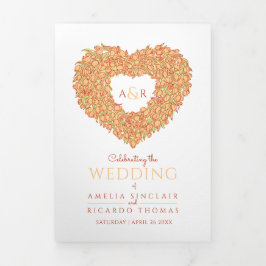 Heart oranje tulpen inkt verhaal toewijding bruilo drieluik programma