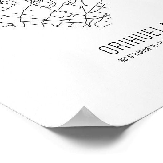 Heart Orihuela City Map (Spanje) Poster (Hoek)