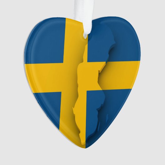 Heart ornament - Zweedse vlag / sneeuwvlok (voorkant)