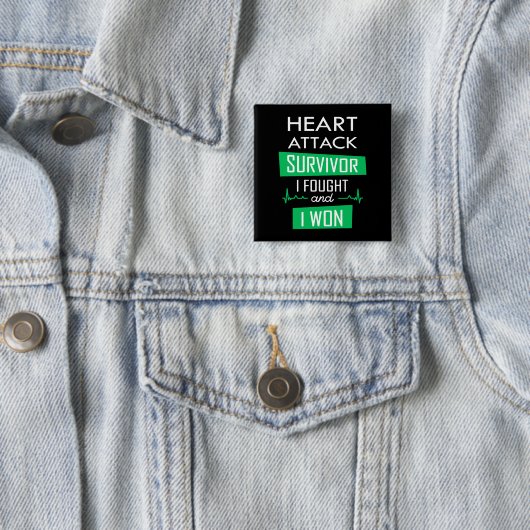 Heart overlevende, ik vocht en won vierkante button 5,1 cm (In situ)