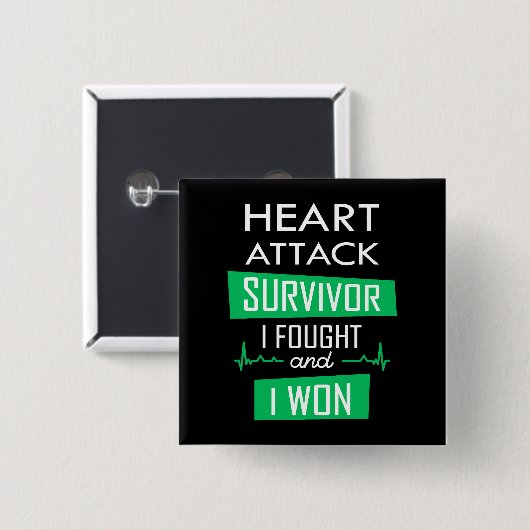 Heart overlevende, ik vocht en won vierkante button 5,1 cm (Voorkant /achterkant)