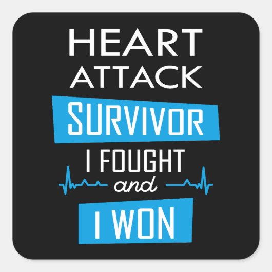 Heart overlevende, ik vocht en won vierkante sticker (Voorkant)