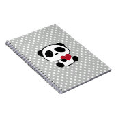 Heart Panda Beer Gray Polka Dots Notitieboek (Rechterzijde)