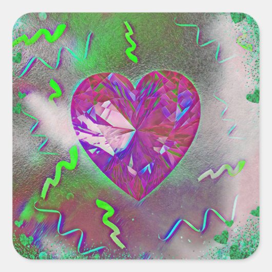 Heart Party Vierkante Sticker (Voorkant)