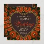 Heart Passion Fire Tribal Wedding Invitations Kaart (Voorkant / Achterkant)