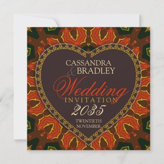 Heart Passion Fire Tribal Wedding Invitations Kaart (Voorkant)