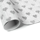 Heart Pastel Silver Grey Bright White Bridal Linen Cadeaupapier (Rol Hoek)
