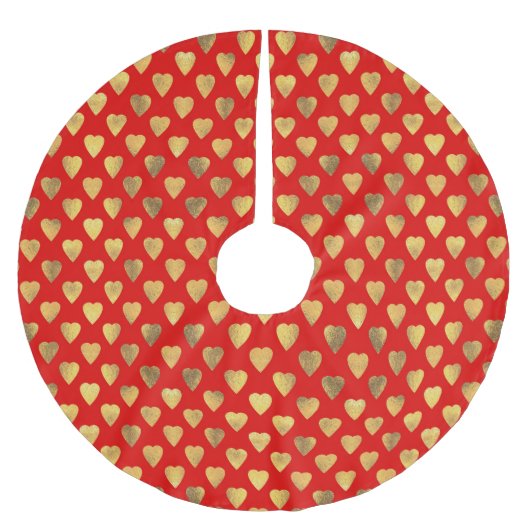 Heart Patroon met rode en gouden liefde Kerstboom Rok (Voorkant)