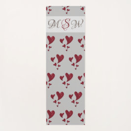 Heart Patroon Schilderd Helderrood met monogram Yogamat
