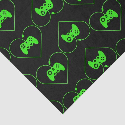 Heart Patroon voor groene videospelcontroller Tissuepapier (Detail)