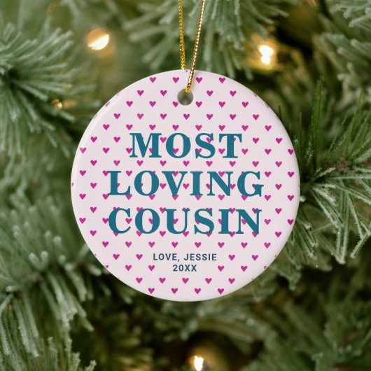 Heart Patteralized Personalized Meest Loving Cousi Keramisch Ornament (Boom)