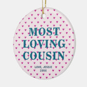 Heart Patteralized Personalized Meest Loving Cousi Keramisch Ornament (Links)