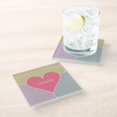Heart Pattern aangepast monogram glas onderzetter (Schuin)