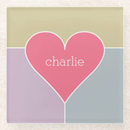 Heart Pattern aangepast monogram glas onderzetter