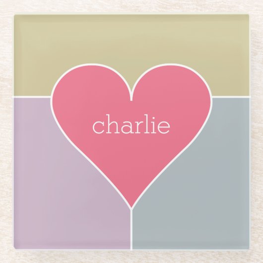 Heart Pattern aangepast monogram glas onderzetter (Voorkant)