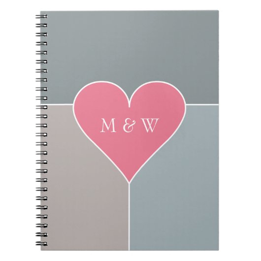 Heart Pattern aangepast monogram notitieboek (Voorkant)
