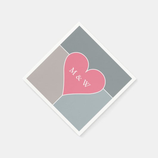 Heart Pattern aangepast monogram papier servetten (Hoek)