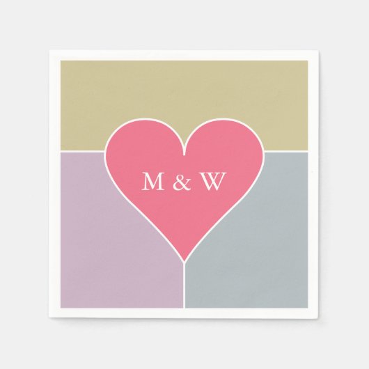Heart Pattern aangepast monogram papier servetten (Voorkant)