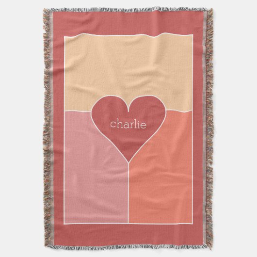 Heart Pattern aangepaste monogram goot deken (Voorkant Verticaal)