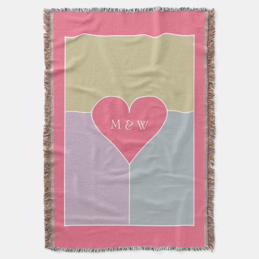 Heart Pattern aangepaste monogram goot deken (Voorkant Verticaal)