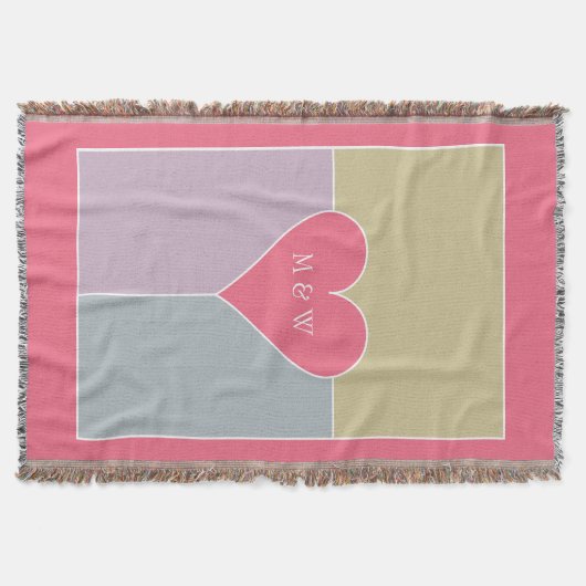 Heart Pattern aangepaste monogram goot deken (Voorkant)