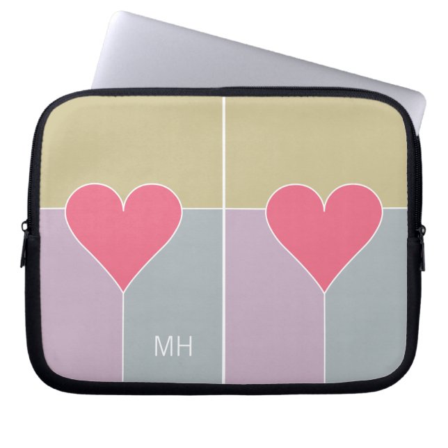 Heart Pattern aangepaste monogram laptophoezen Laptop Sleeve (Voorkant)