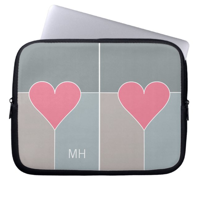 Heart Pattern aangepaste monogram laptophoezen Laptop Sleeve (Voorkant)
