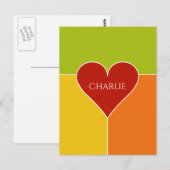 Heart Pattern, aangepaste naam briefkaart (Voorkant / Achterkant)