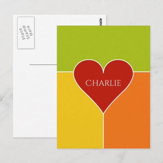 Heart Pattern, aangepaste naam briefkaart (Voorkant / Achterkant)