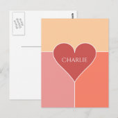 Heart Pattern, aangepaste naam briefkaart (Voorkant / Achterkant)