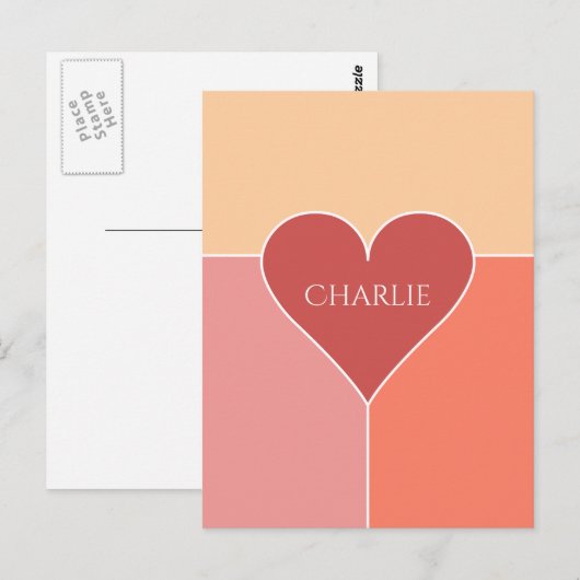 Heart Pattern, aangepaste naam briefkaart (Voorkant / Achterkant)