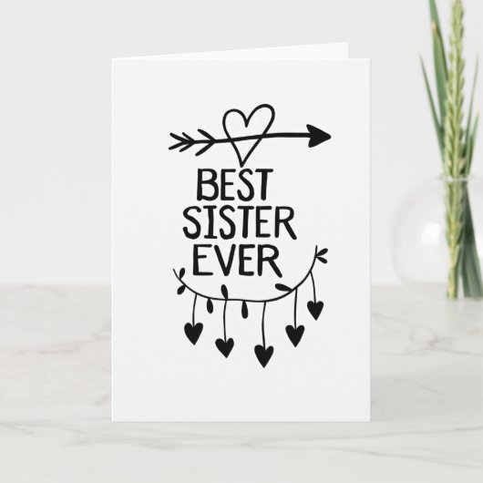 Heart Pattern Best Sister Ever Card Kaart (Voorkant)