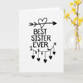 Heart Pattern Best Sister Ever Card Kaart (Gele Bloem)